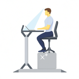 An image of a person working at a standing desk chair, with a sleek design and adjustable height
