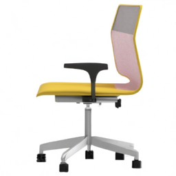 An image showcasing a sleek standing desk chair with adjustable height, ergonomic features, and a variety of color options, blending seamlessly into any workspace decor, from minimalist offices to vibrant creative studios