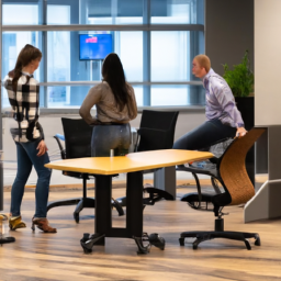 An image capturing the essence of enhanced communication with standing desk chairs